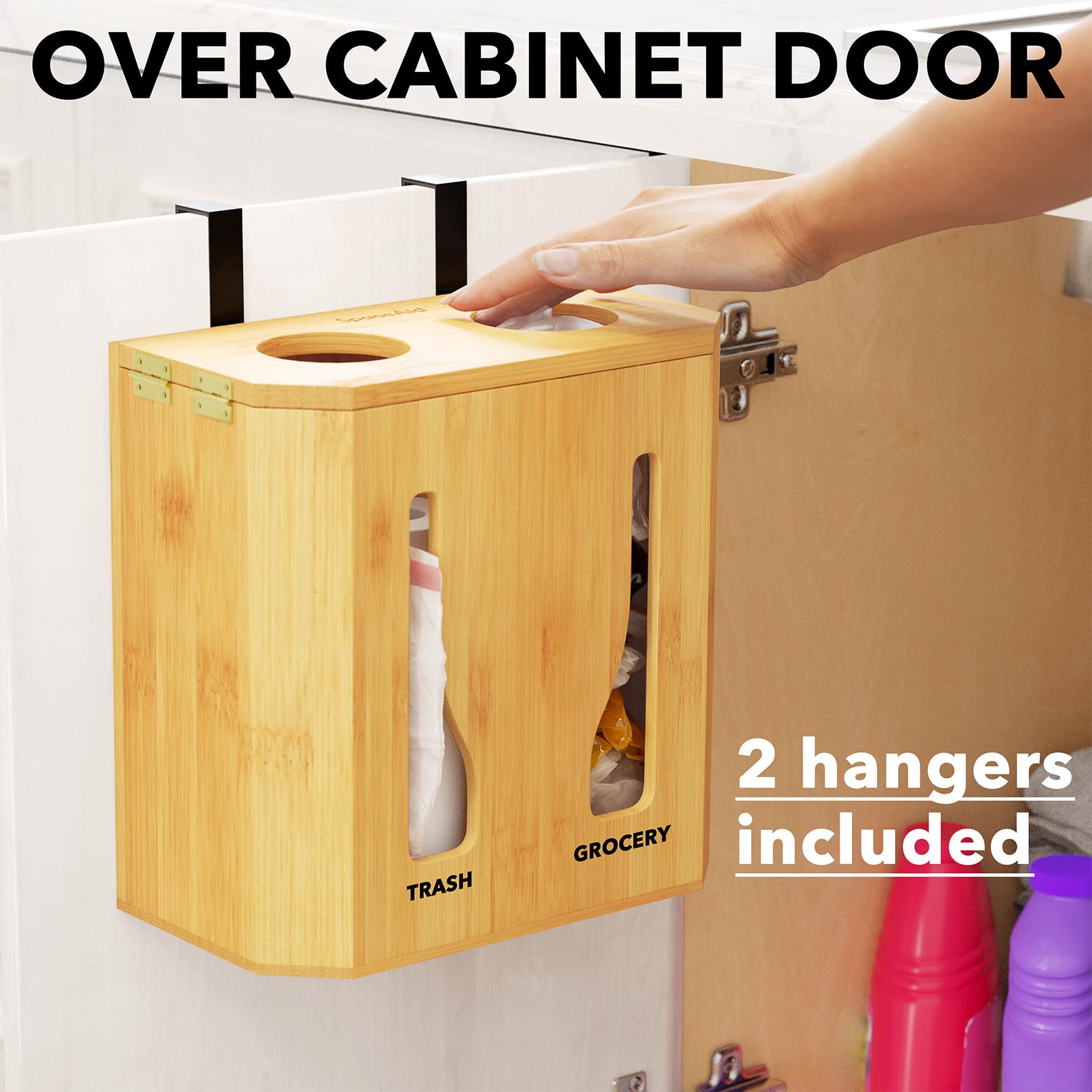 SpaceAid Bamboo construcción duradera ofrece soporte estable para múltiples bolsas.