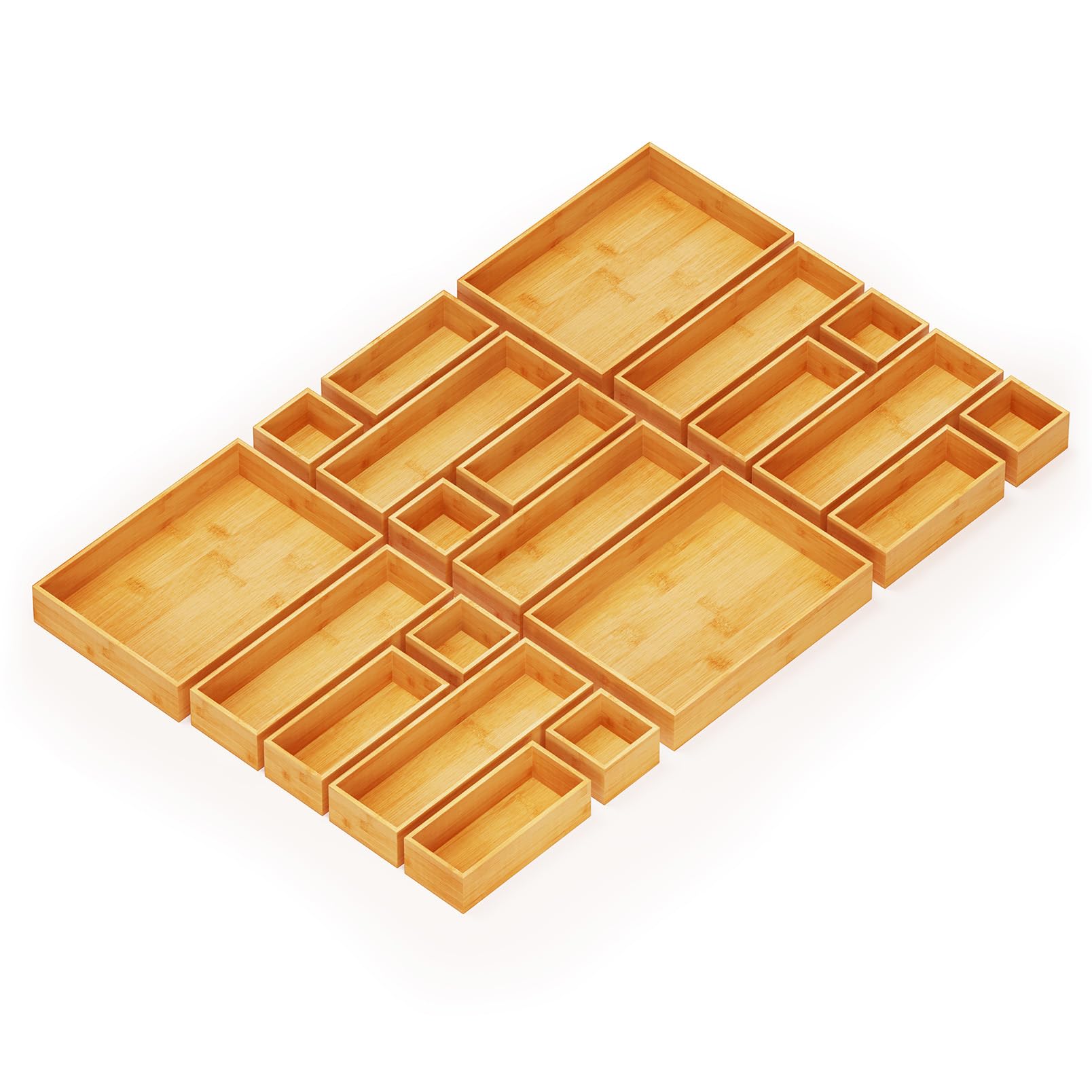 SpaceAid: cajas organizadoras de cajón en bambú, 21 piezas para ordenar la cocina