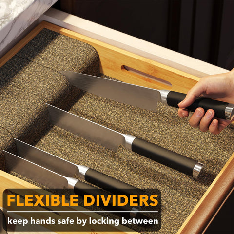 SpaceAid divisores flexibles para cuchillos, mantiene cuchillos de hasta 12 pulgadas en su lugar.
