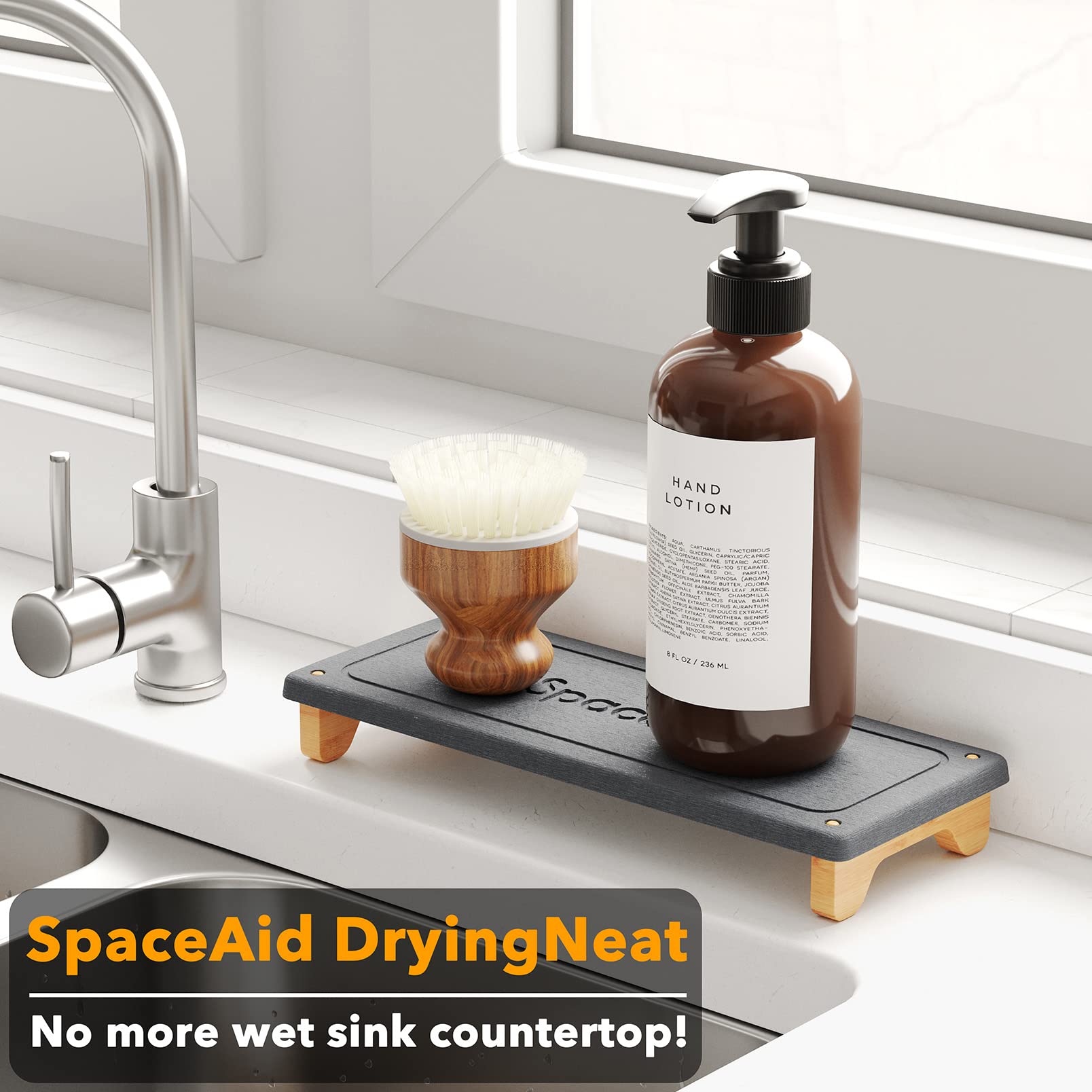 SpaceAid DryingNeat dispensador de jabon y escobillas para baño o cocina.