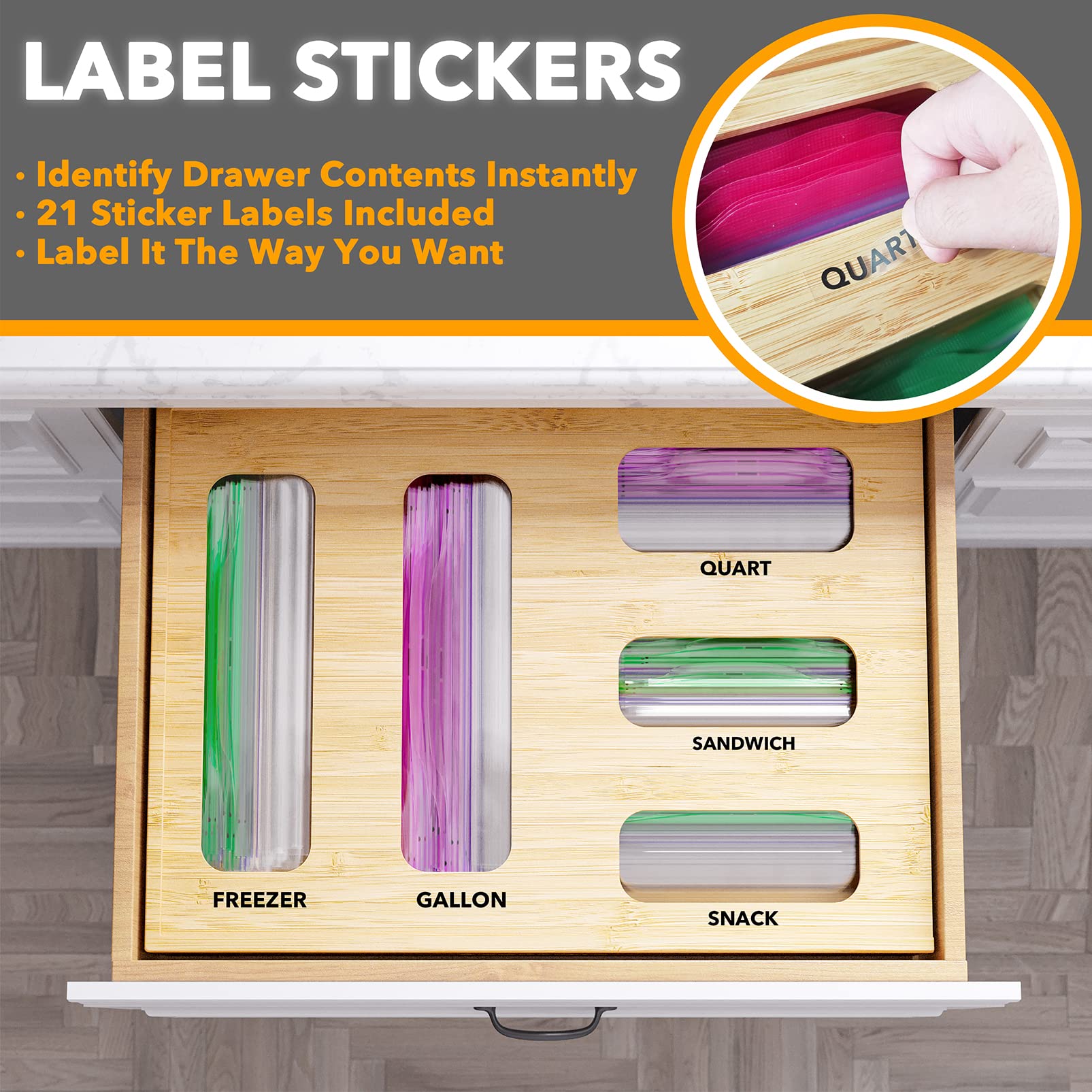 SpaceAid organizador de bolsas sándwich para uso diario y acceso rápido.
