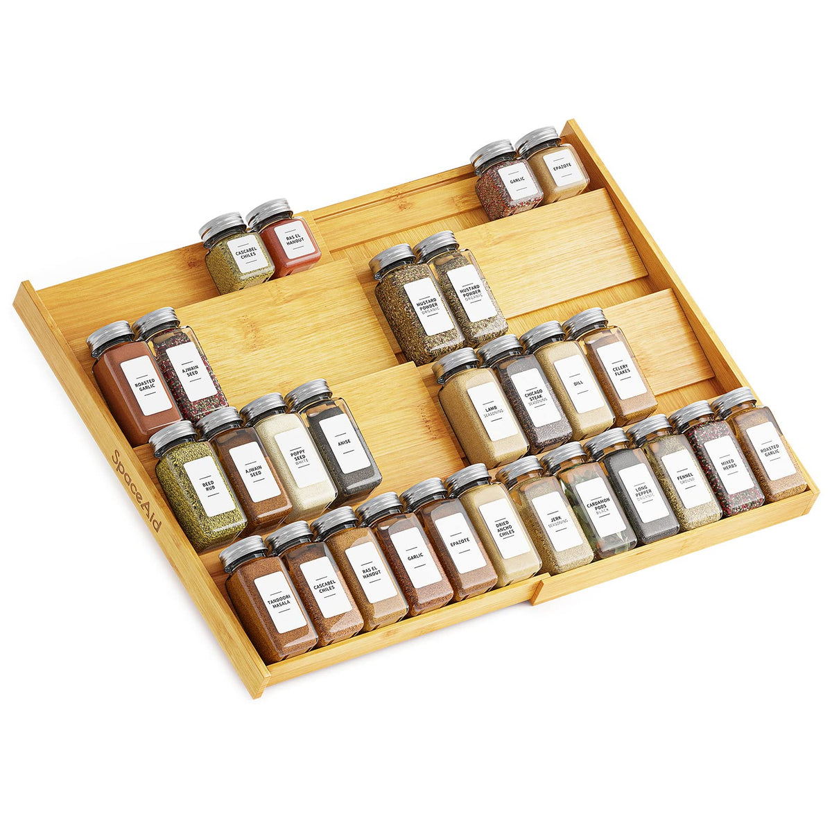 SpaceAid organizador cajón para especias en bambú, cuatro niveles para acceso rápido.