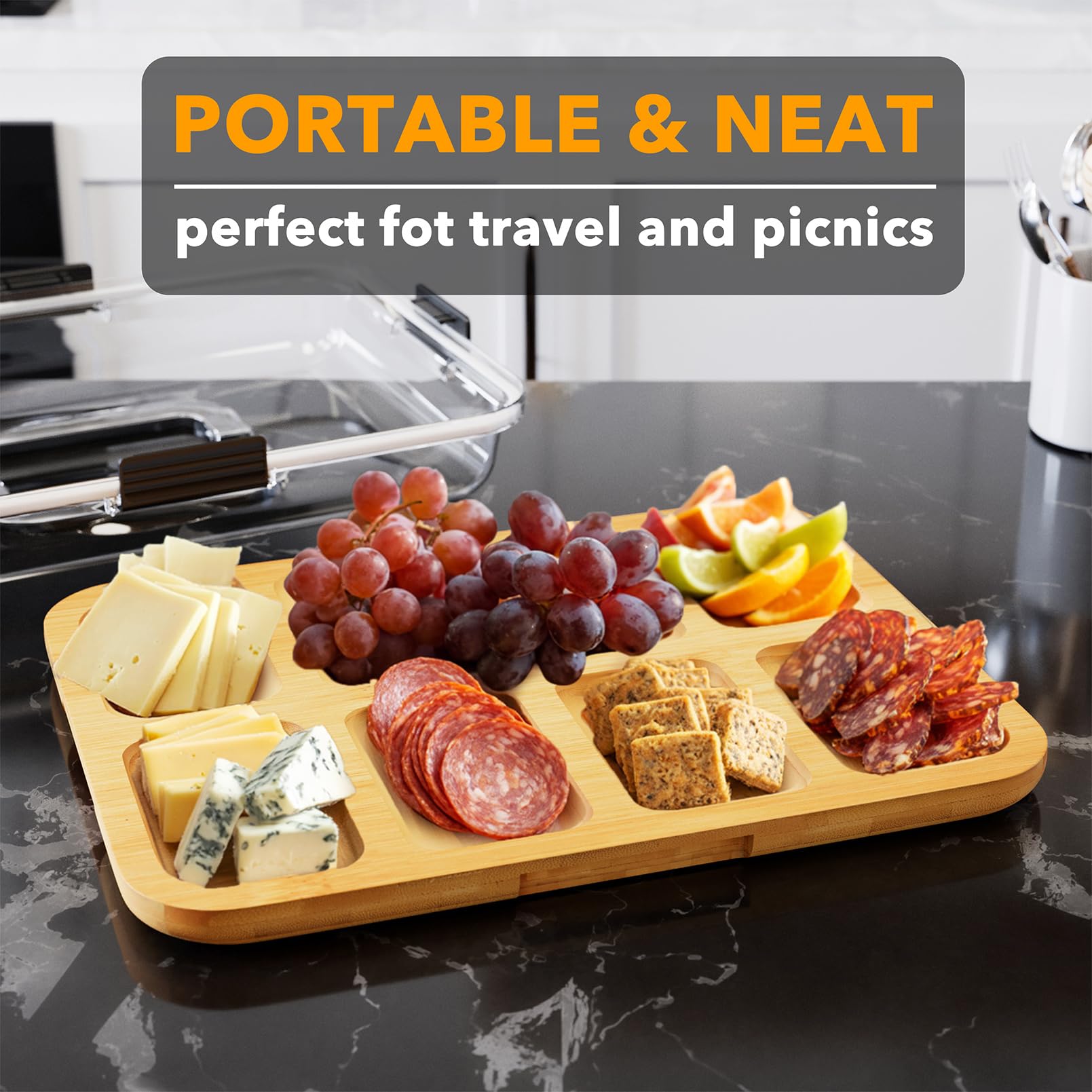 SpaceAid Tablero con manijas negras para transportar fácilmente aperitivos.