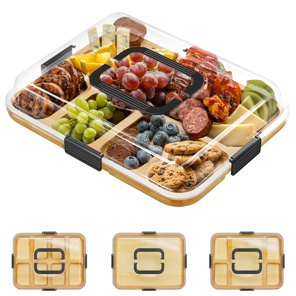 SpaceAid Tablero de Charcutería con tapa transparente para ver las porciones.
