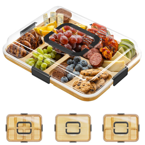 SpaceAid Tablero de Charcutería con tapa transparente para ver las porciones.