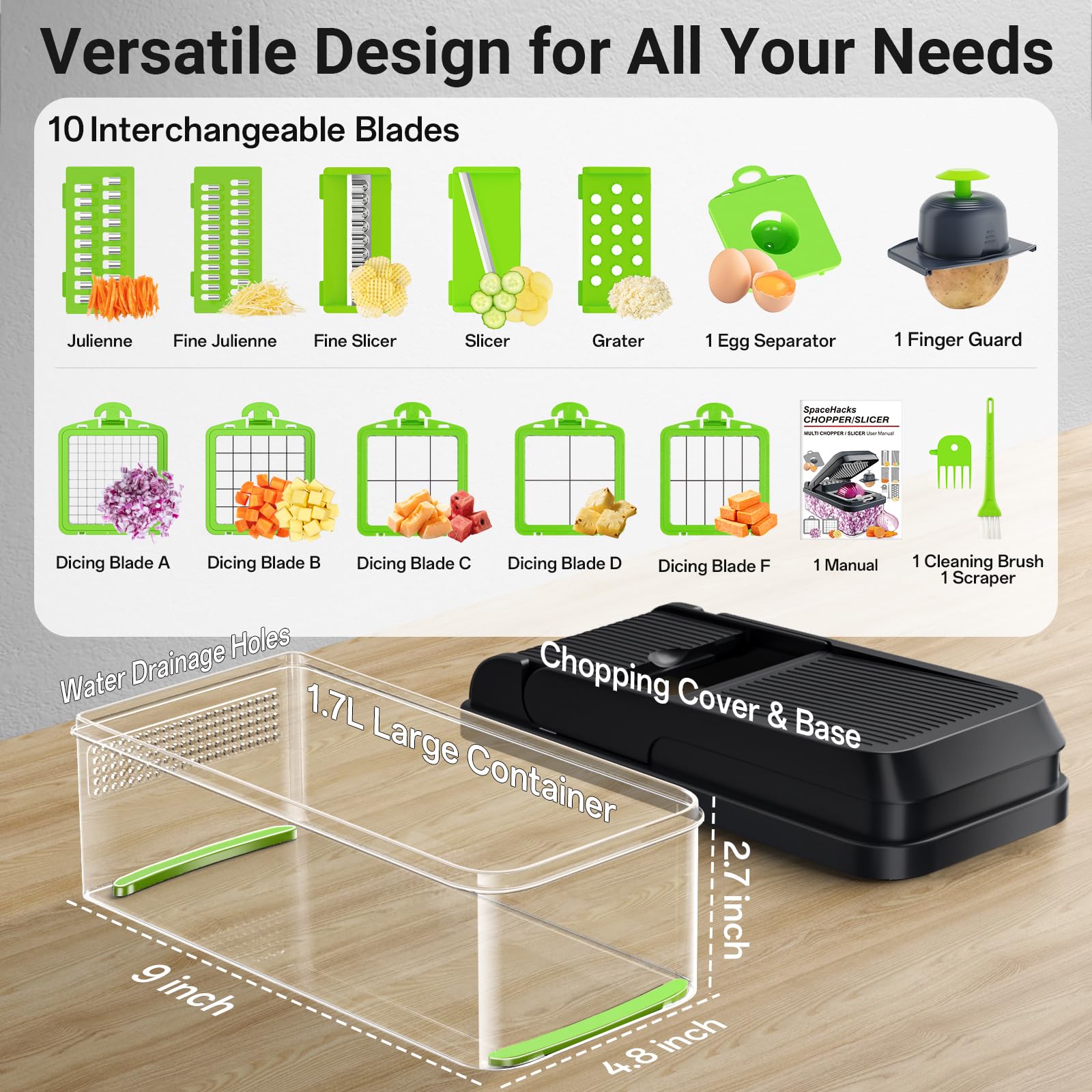 Cuchillas de acero inoxidable intercambiables SpaceHacks para dados y rebanados