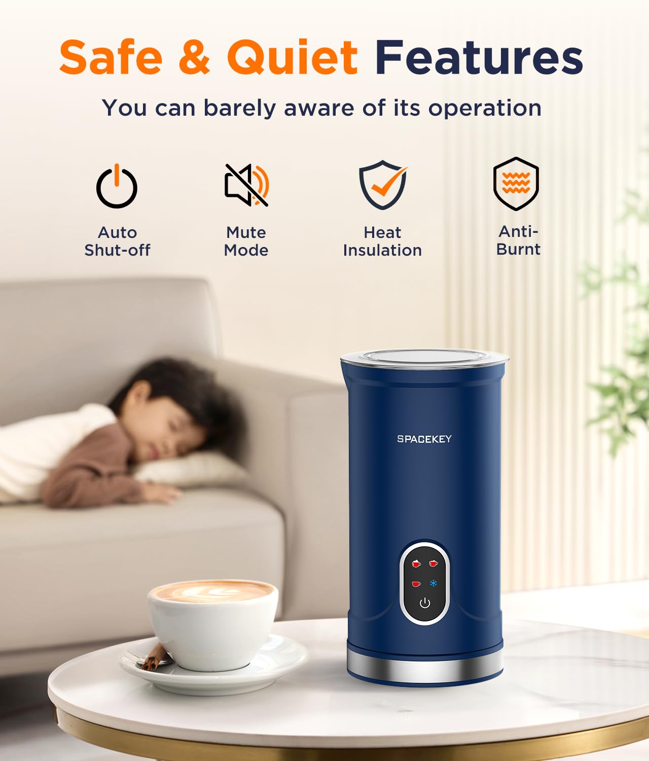 Spacekey espuma densa y cremosa para bebidas calientes de café.