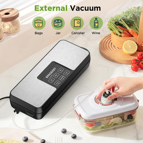 Spacekey sellador al vacío modos seco y húmedo para alimentos variados