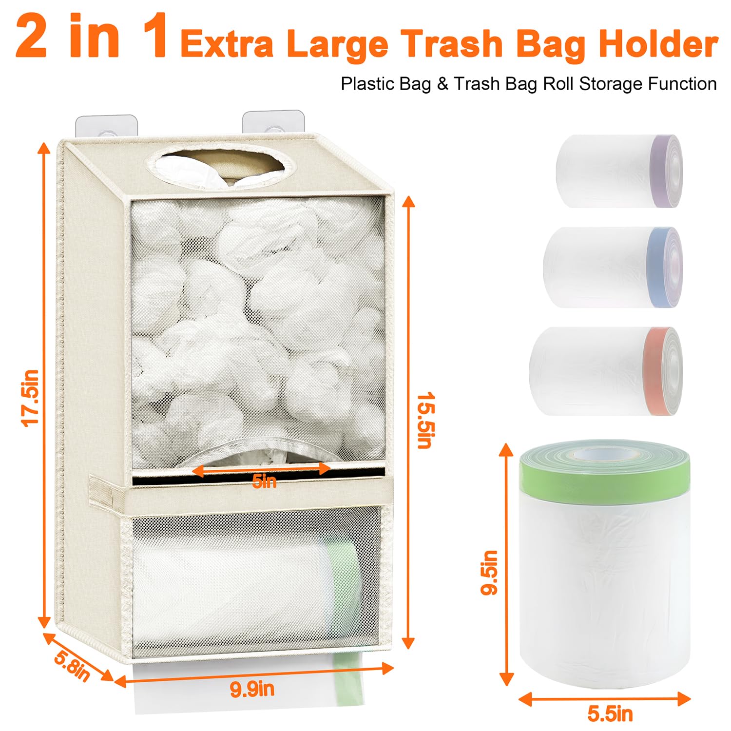 Spaclear dispensador para bolsas de basura de 13 galones, práctico y limpio