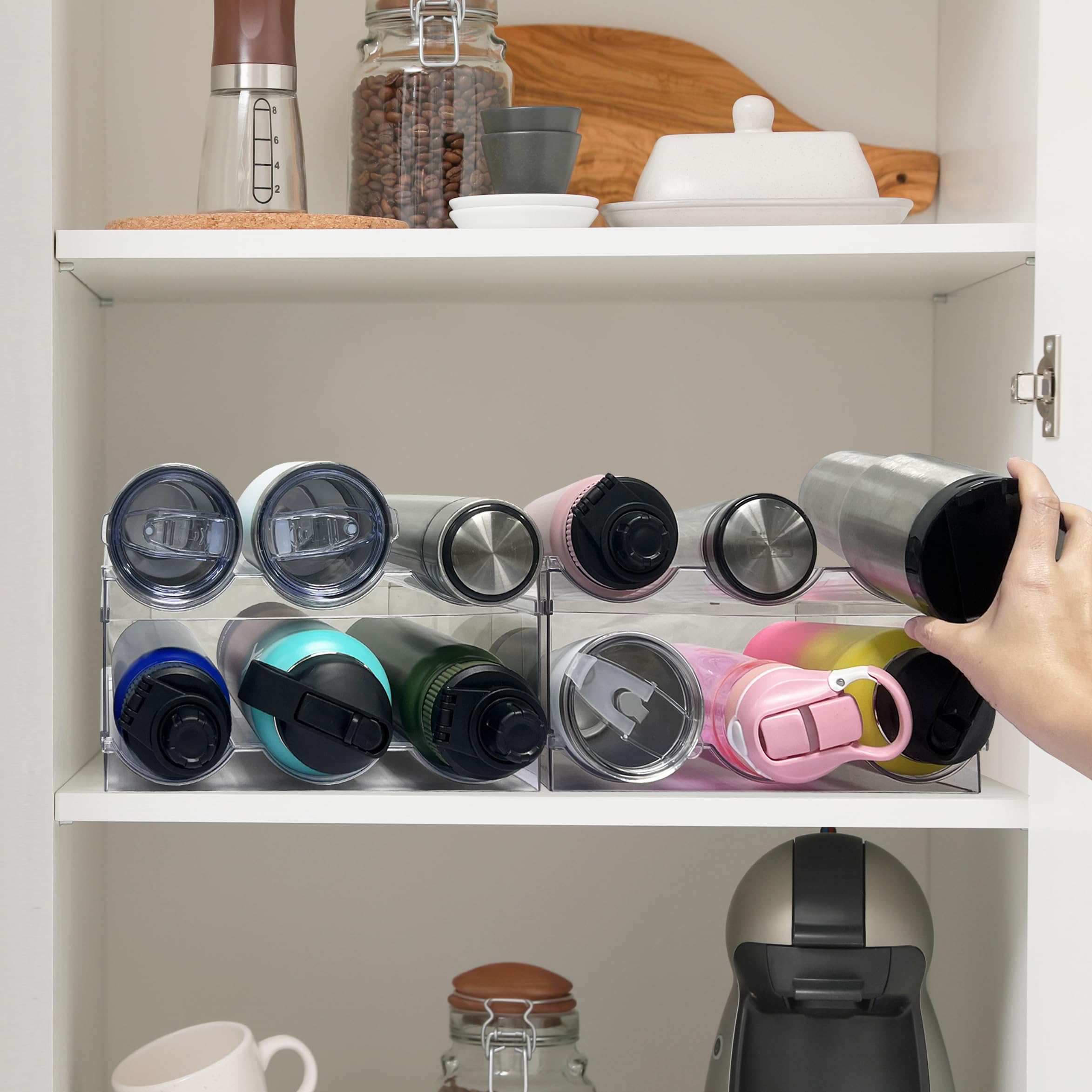 Spaclear organizador apilable para botellas, acceso fácil y orden.