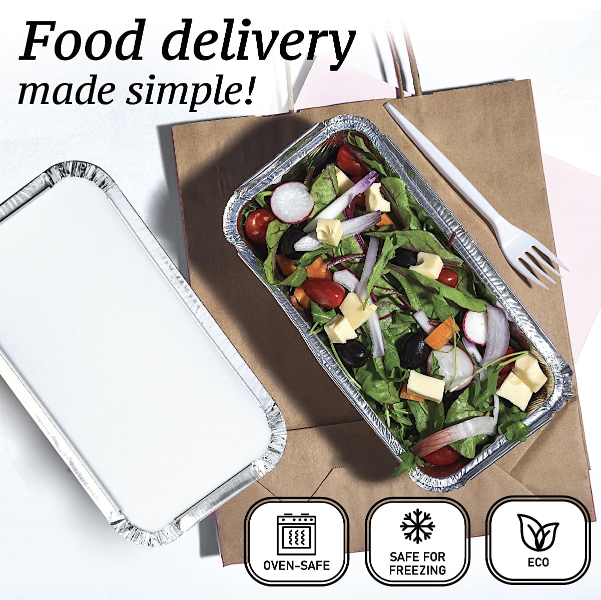 Bandeja Spare Essentials desechable de aluminio para porciones individuales con tapa