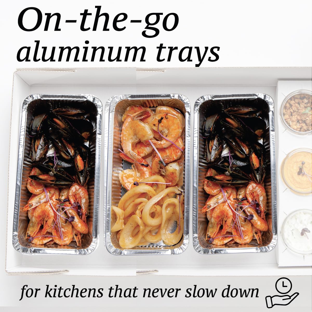 Contenedor Spare Essentials de aluminio para almacenar y transportar comidas con tapa