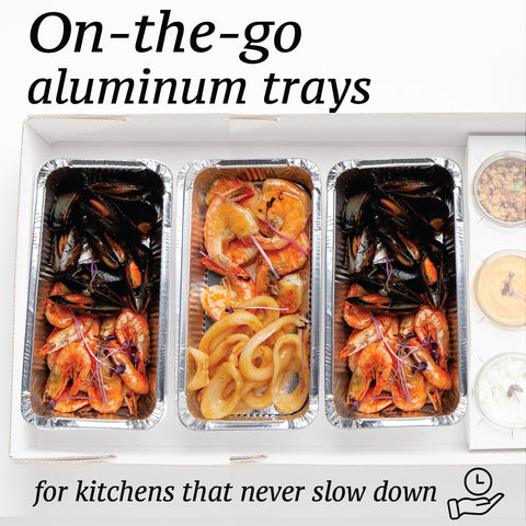 Contenedor Spare Essentials de aluminio para almacenar y transportar comidas con tapa