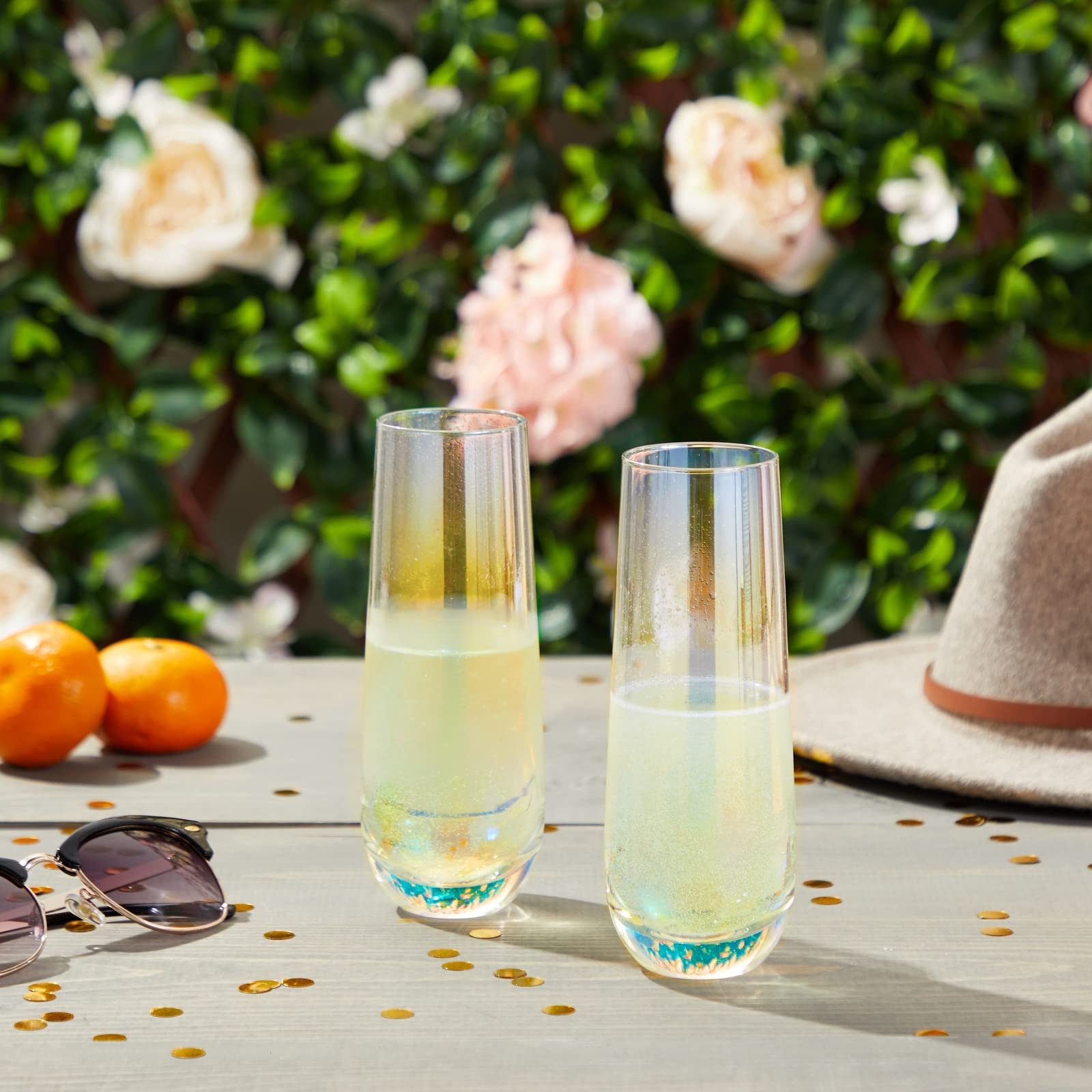 Sparkle and Bash copa champán mimosas iridiscente, ideal para fiestas