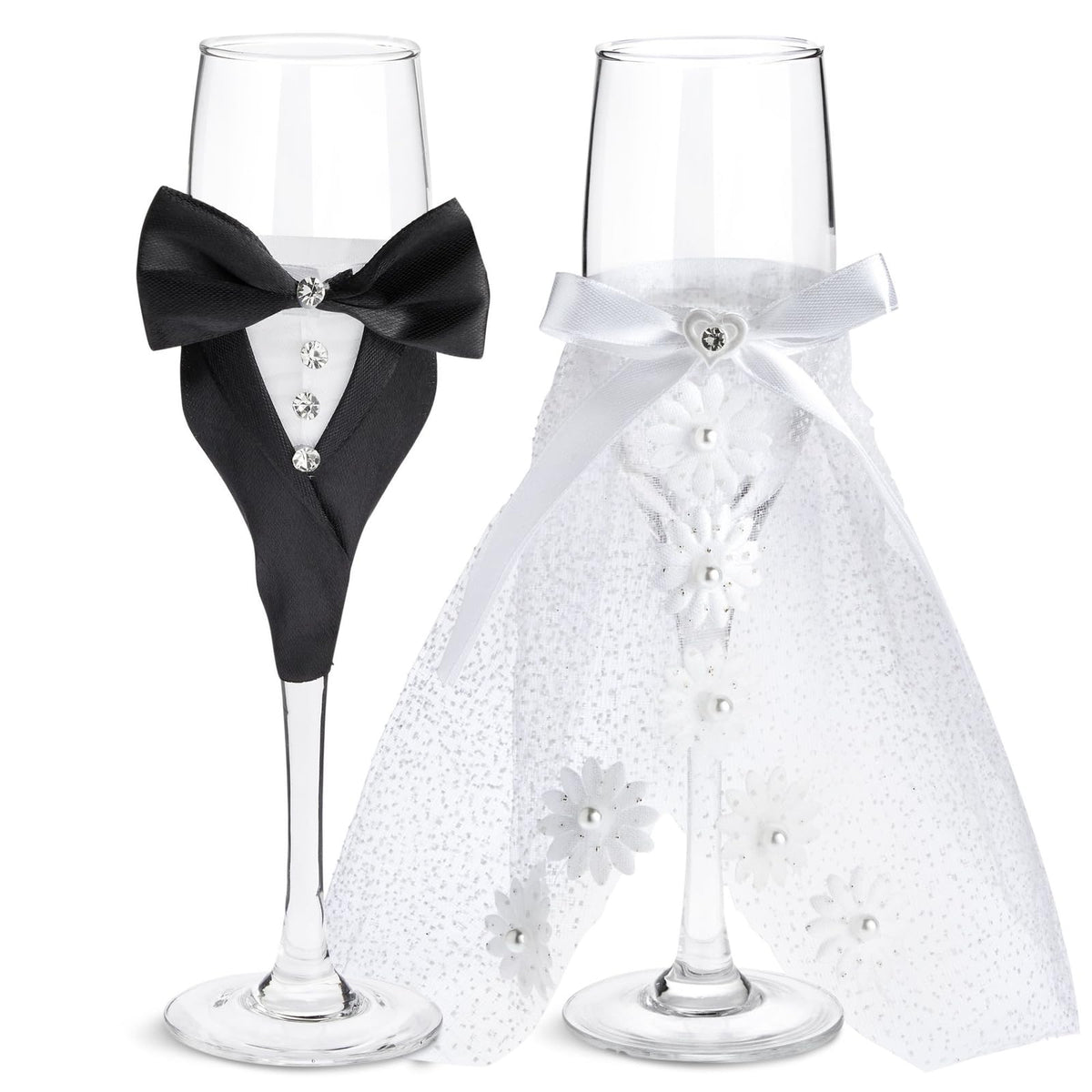 Sparkle and Bash copas boda novia-novio para brindis elegante