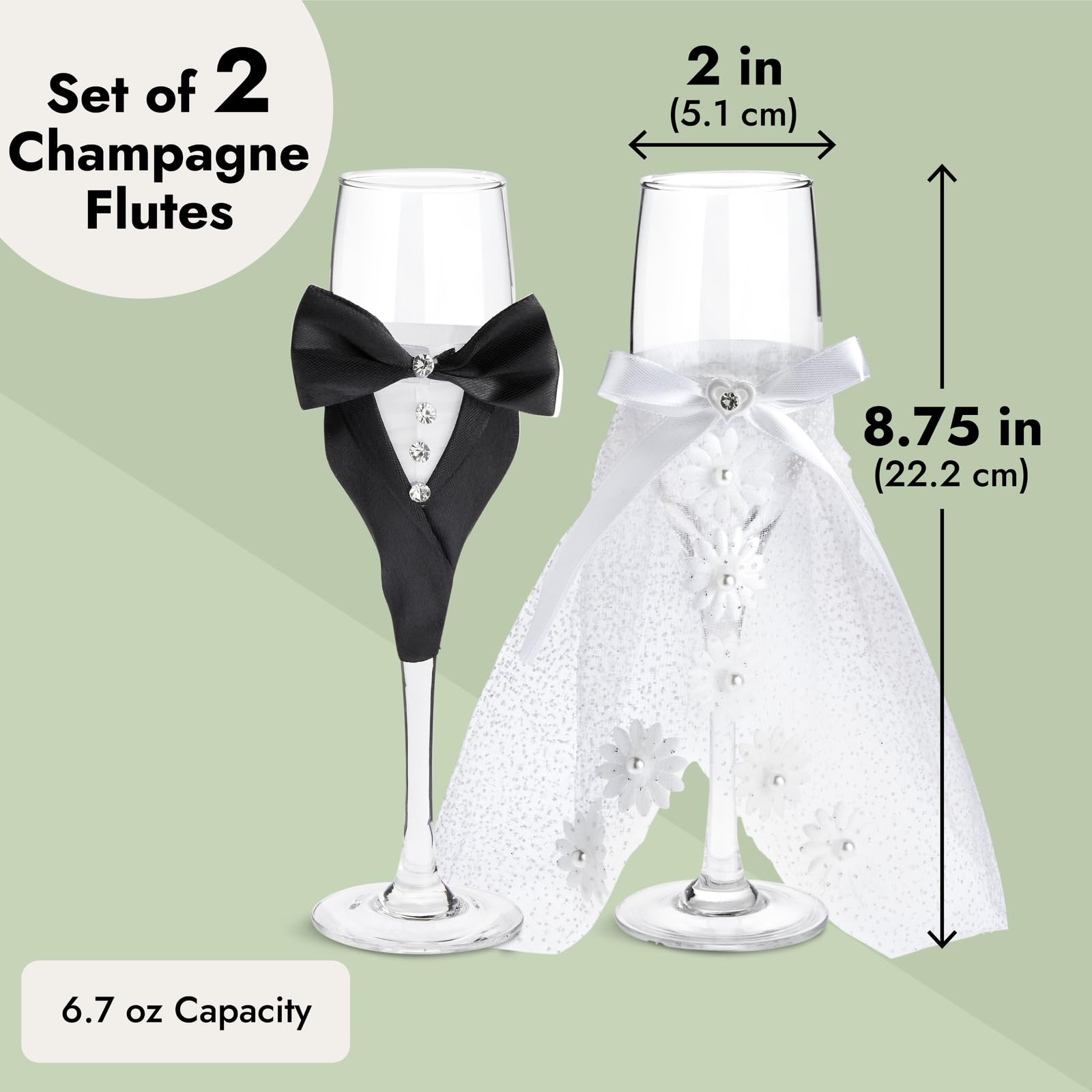 Sparkle and Bash copas novia-novio con cristal-strass para recuerdo glamoroso
