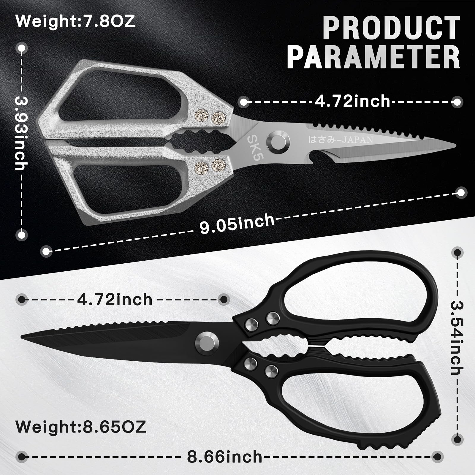 Tijeras SpaseMaxxx con dientes para desescamar pescado con facilidad.