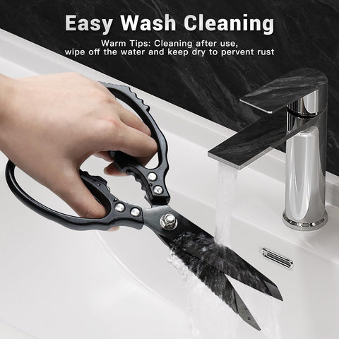 Tijeras SpaseMaxxx con mango ergonómico para uso prolongado en la cocina.
