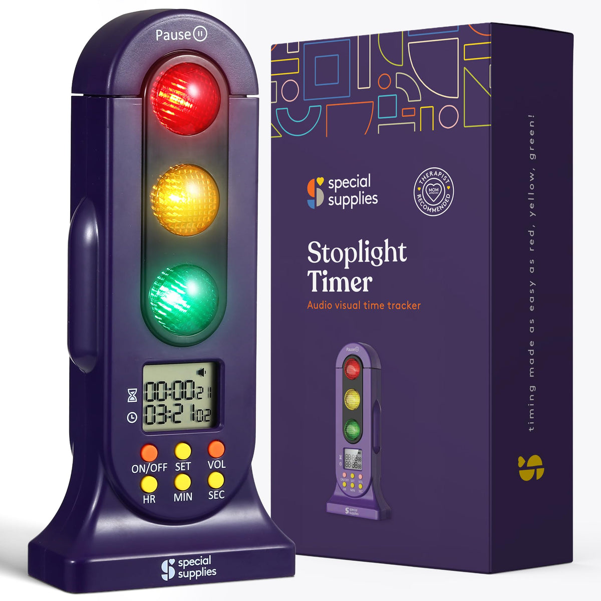 Special Supplies Stoplight Timer, pantalla semáforo, facilita transiciones suaves en el aula.