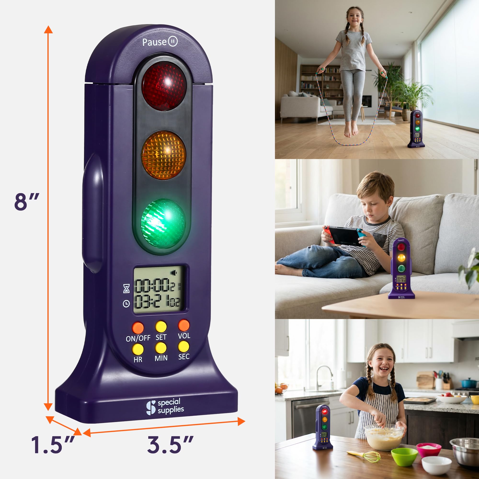 Special Supplies Stoplight Timer, ideal para casa y aula para rutinas visuales.