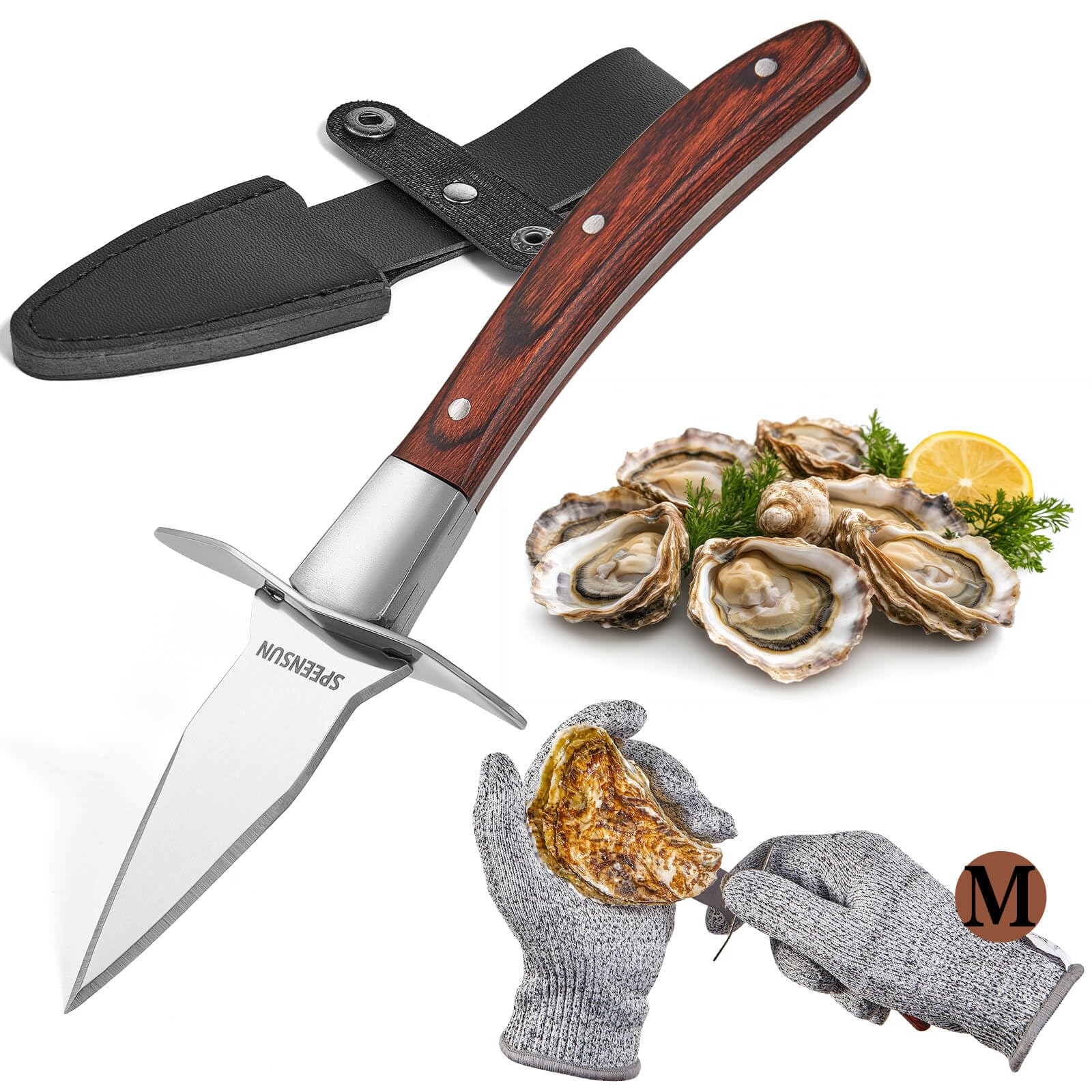 Cuchillo SPEENSUN para ostras con hoja firme para cortes precisos.