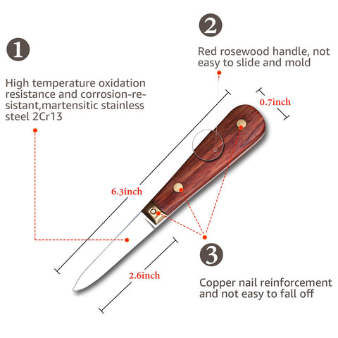 SPEENSUN cuchillo para ostras con mango de madera roja para un agarre cómodo.
