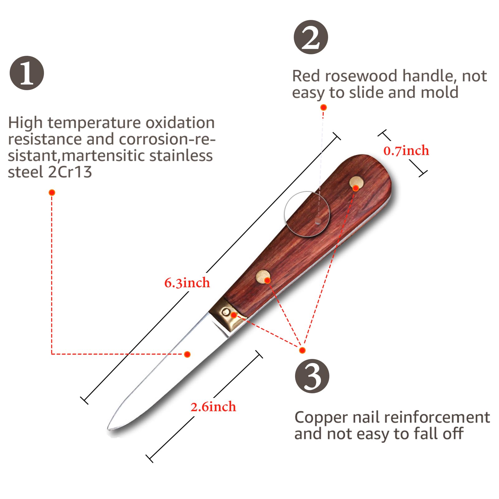 SPEENSUN Cuchillo Ostras, mango rosewood para agarre cómodo