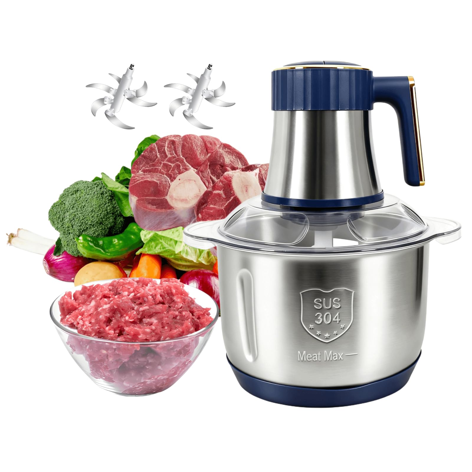 SPEHKAOO procesador de alimentos 5L con gran capacidad para picar carne y verduras.