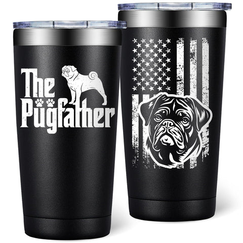 SpenMeta vaso termico 20oz con diseño Pugpadrino, regalo para amantes de pug.