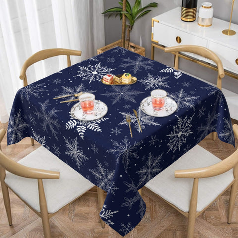Mantel Sphragiyn navideño azul con copos de nieve protege la mesa de derrames