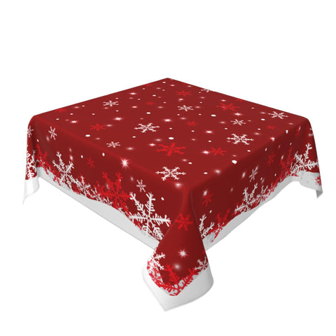 Mantel navideño Sphragiyn rojo con copos de nieve, ideal para comedor festivo.