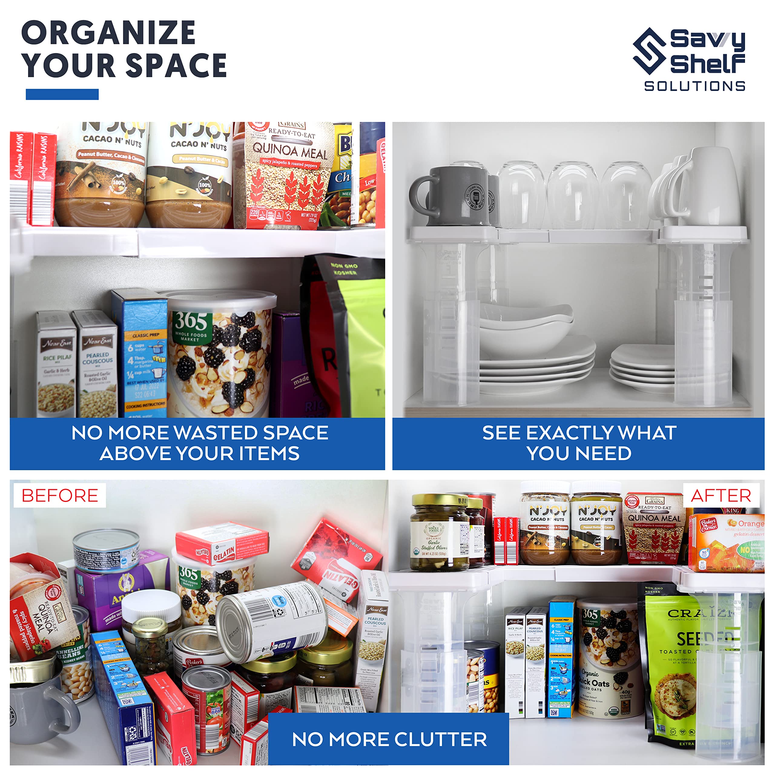 Despensa organizada con Savvy Shelf para orden visual