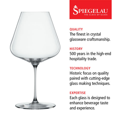 Vaso Spiegelau Definition Burgundy con copa amplia, favorece la expansión de aromas