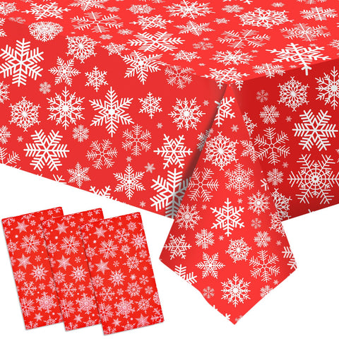 Mantel SpinLaLa rojo con copos blancos para cenas navideñas sin complicaciones
