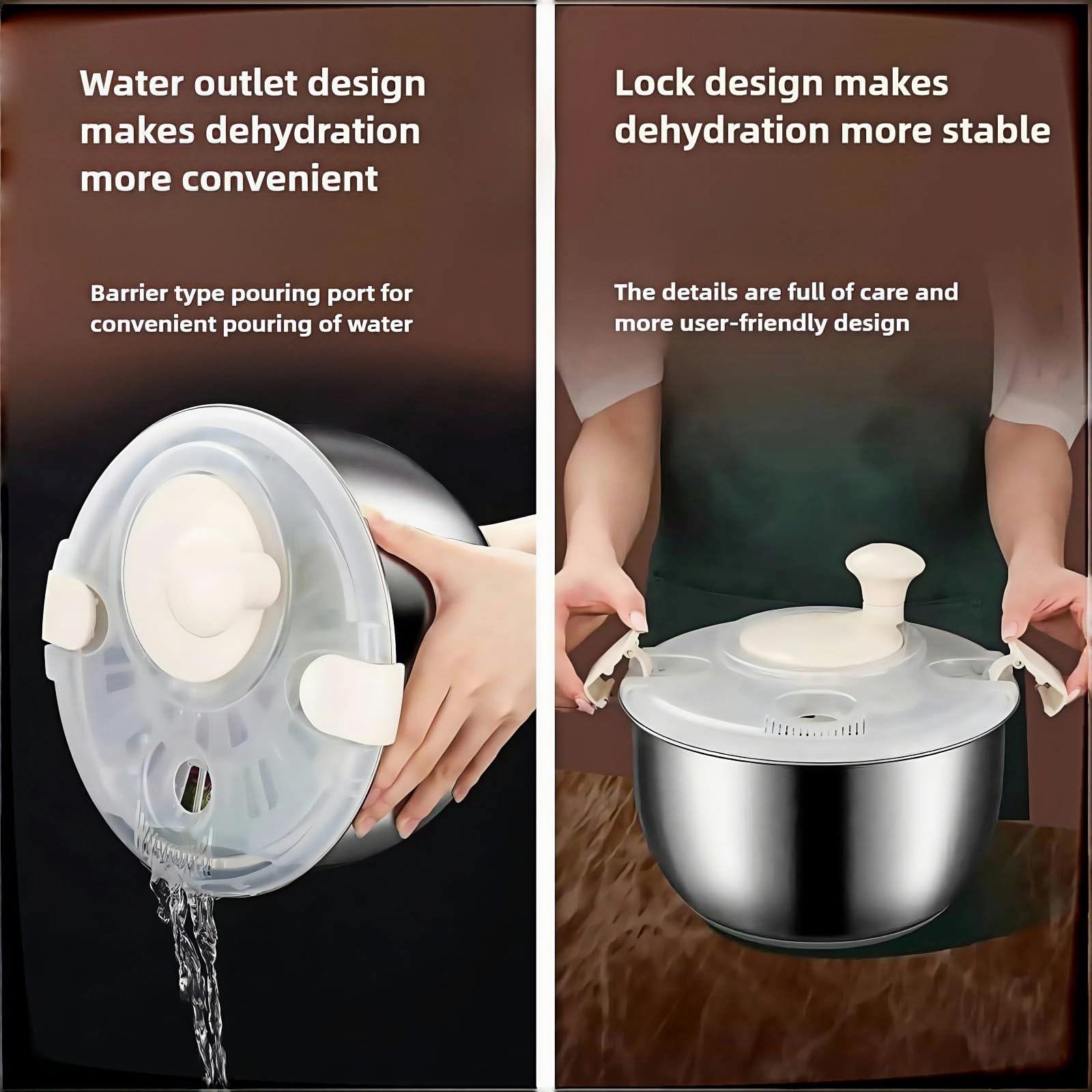 Spinner de ensalada 6L, uso-domestico, ideal para ensaladas y verduras.
