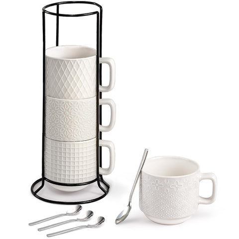 SPIPER tazas cerámicas de 10 oz, apilables para café, té o cacao