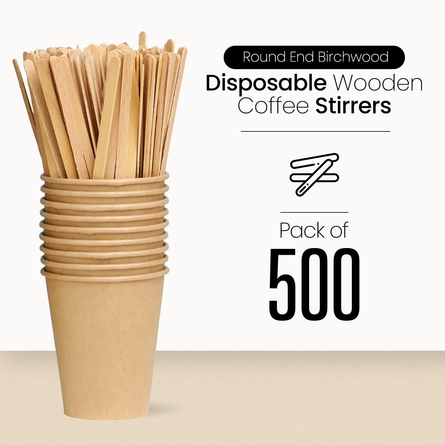 SPIXIR agitadores de madera, paquete de 500 para cafetería.