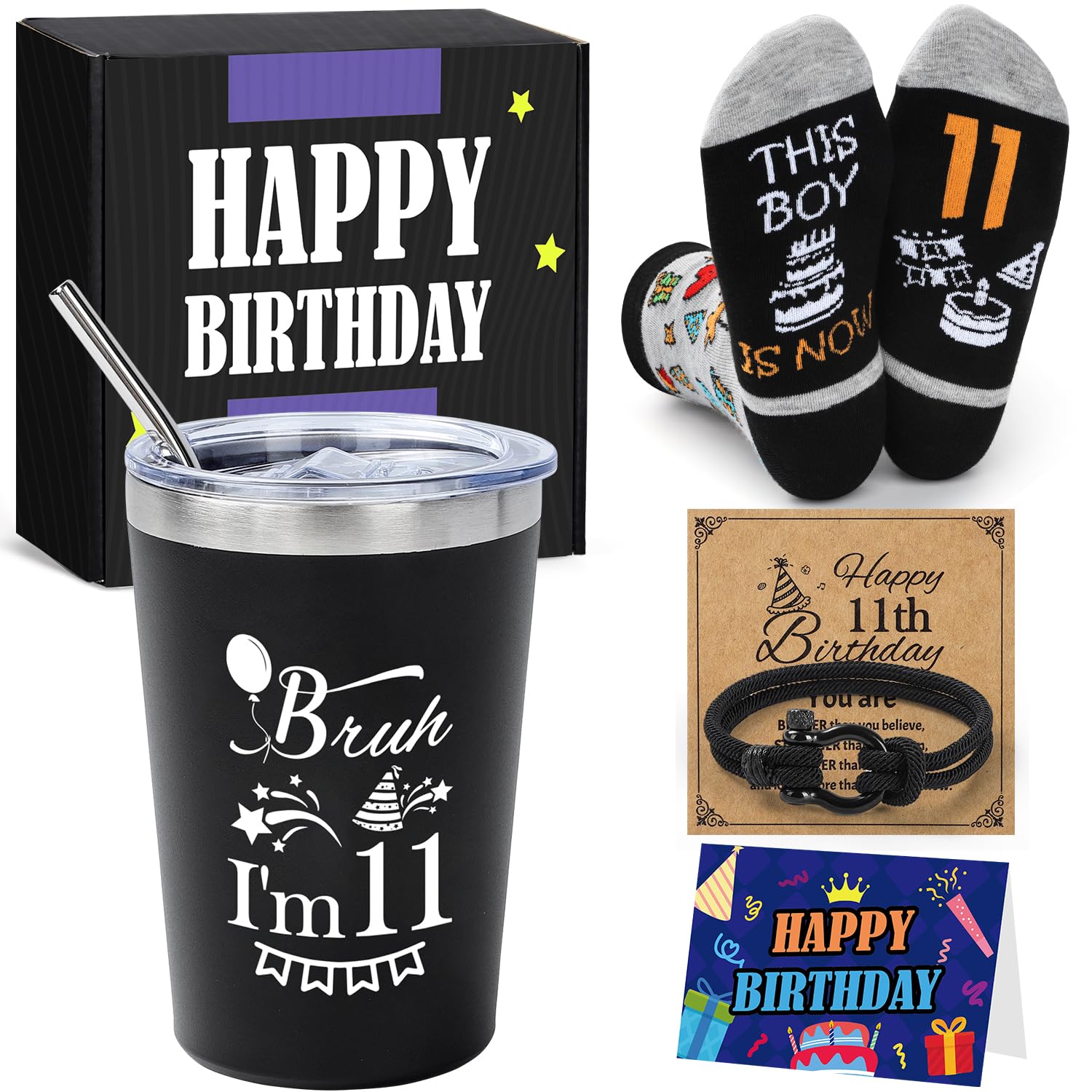 Splandiant taza aislada 12oz con texto Bruh, I'M 11 para bebidas