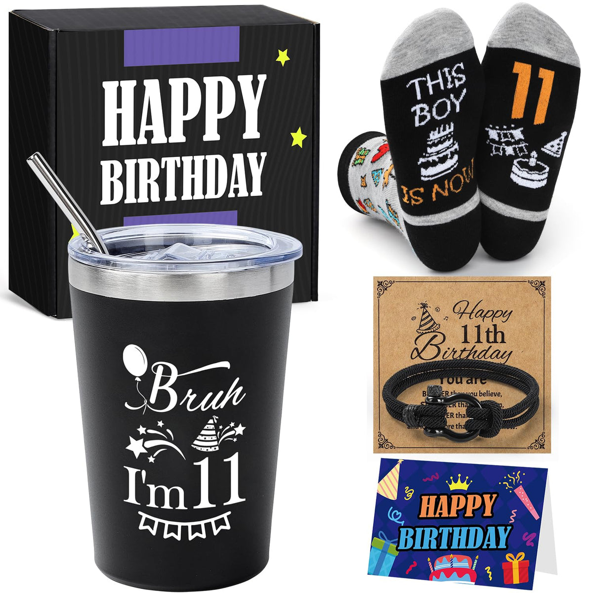 Splandiant taza aislada 12oz con texto Bruh, I'M 11 para bebidas