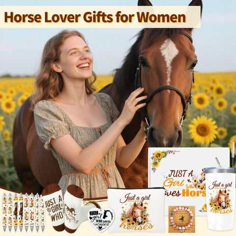 Neceser de maquillaje Splendest con diseño girasol y caballo, ideal para viajes.