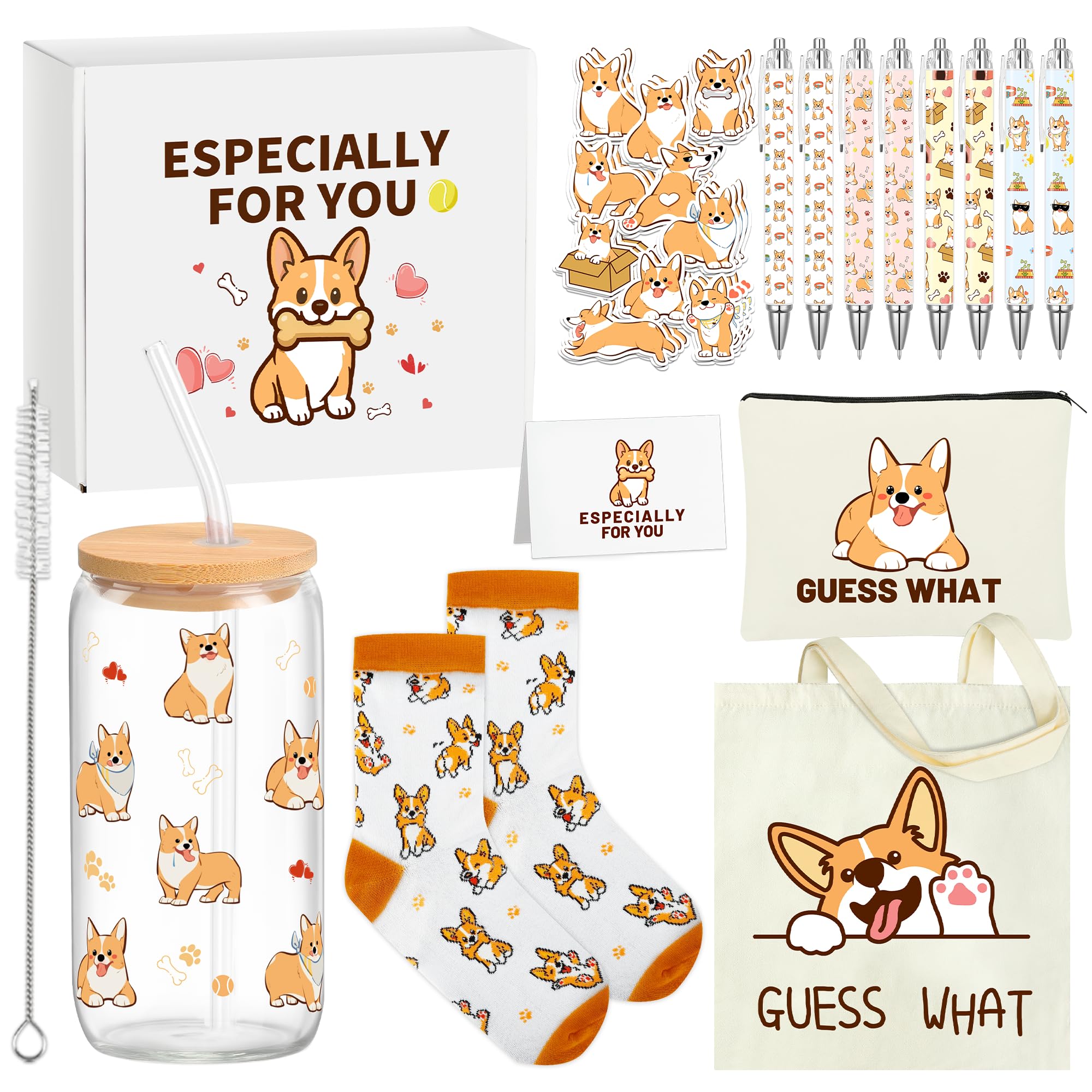 Taza Splendest Corgi 16 oz con tapa y sorbete para café helado.