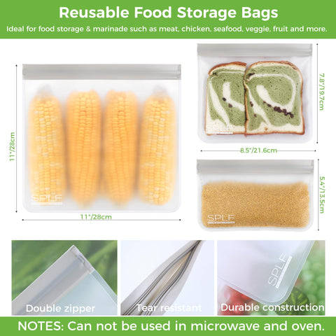 Bolsas SPLF aptas para lavavajillas y congelador para limpieza y conservación.