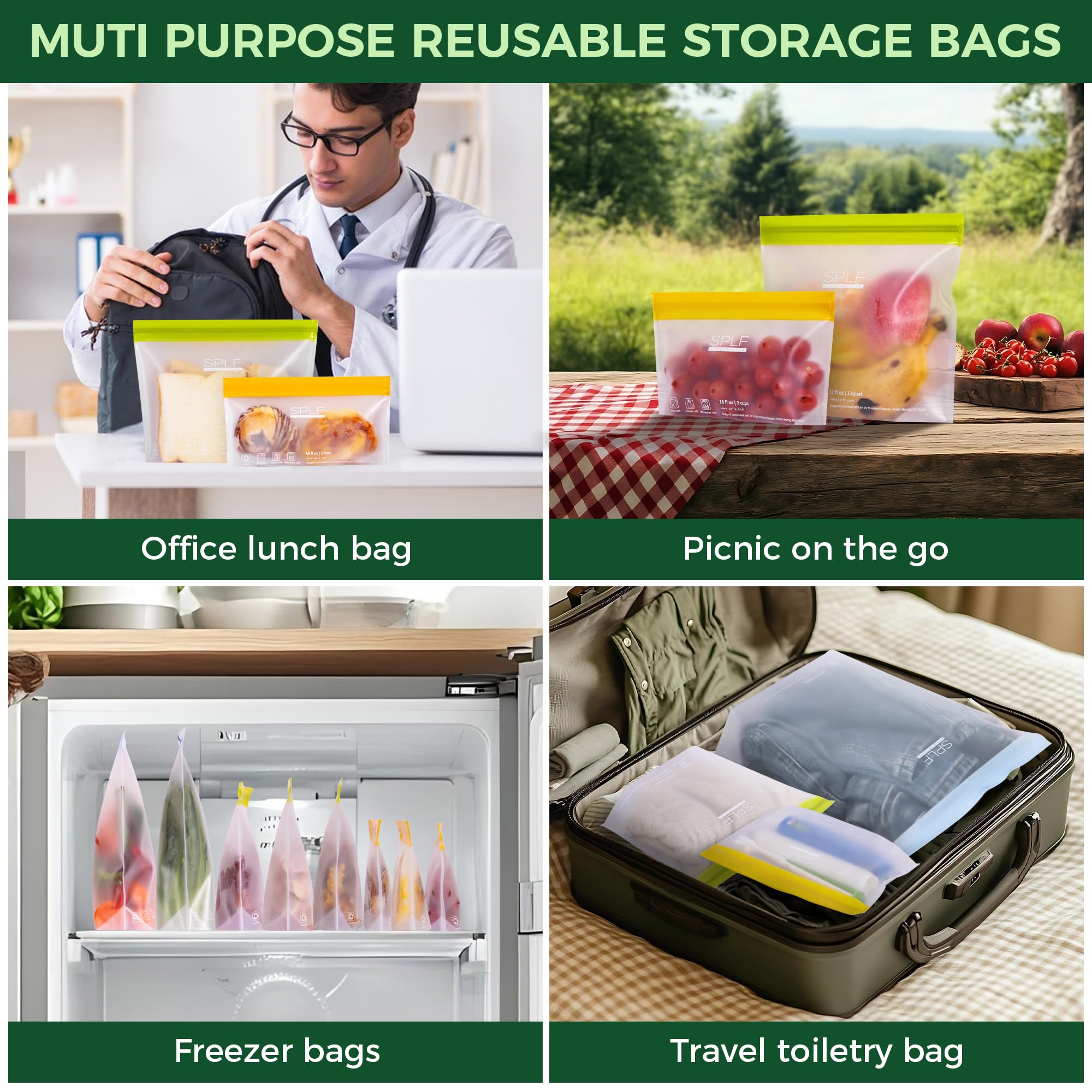 Bolsas SPLF 1 galón ideales para preparación de comidas y porciones