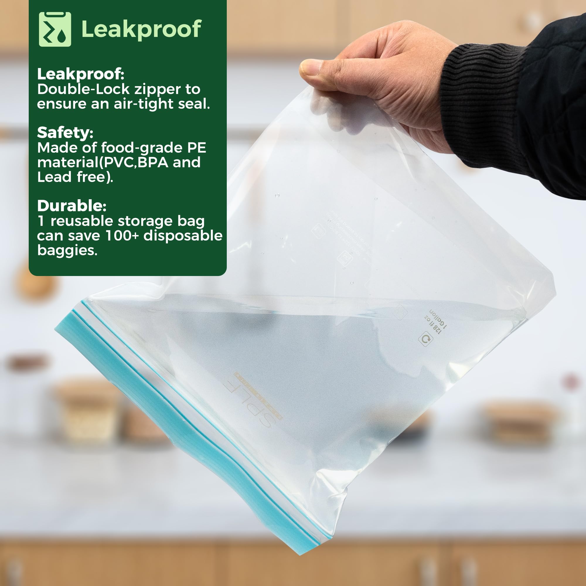 Bolsas SPLF para organización de cocina y viajes, reducen desechos.