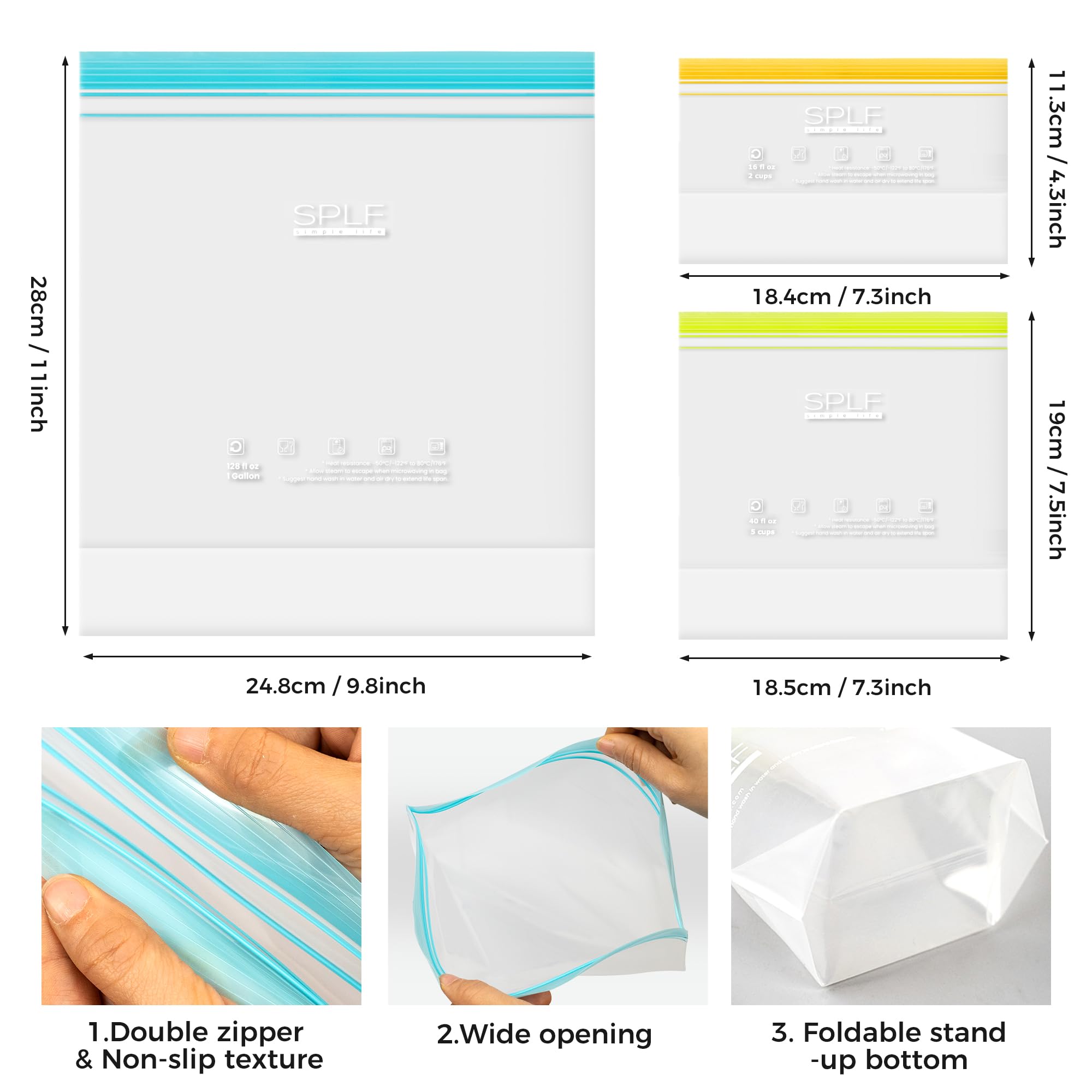 Bolsas SPLF reutilizables para meriendas, perfectas para porciones y frescura.