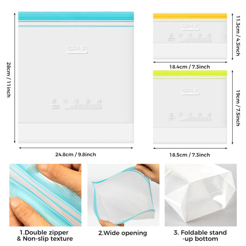 Bolsas SPLF reutilizables para meriendas, perfectas para porciones y frescura.