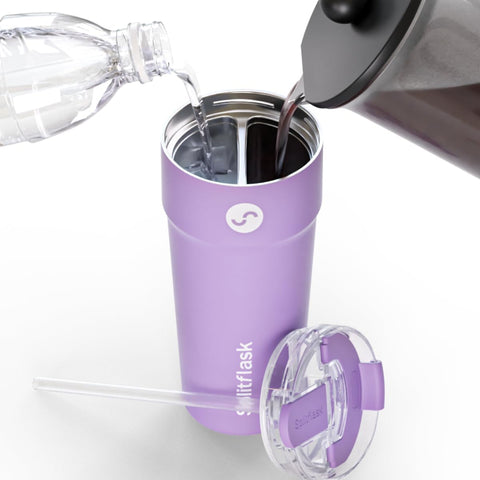 Splitflask con doble cámara de 30 onzas para dos bebidas sin mezclar.