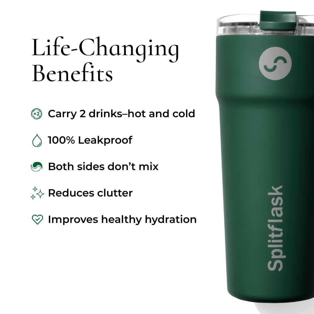 Splitflask compatible con portavasos de coche para viajes sin contratiempos.