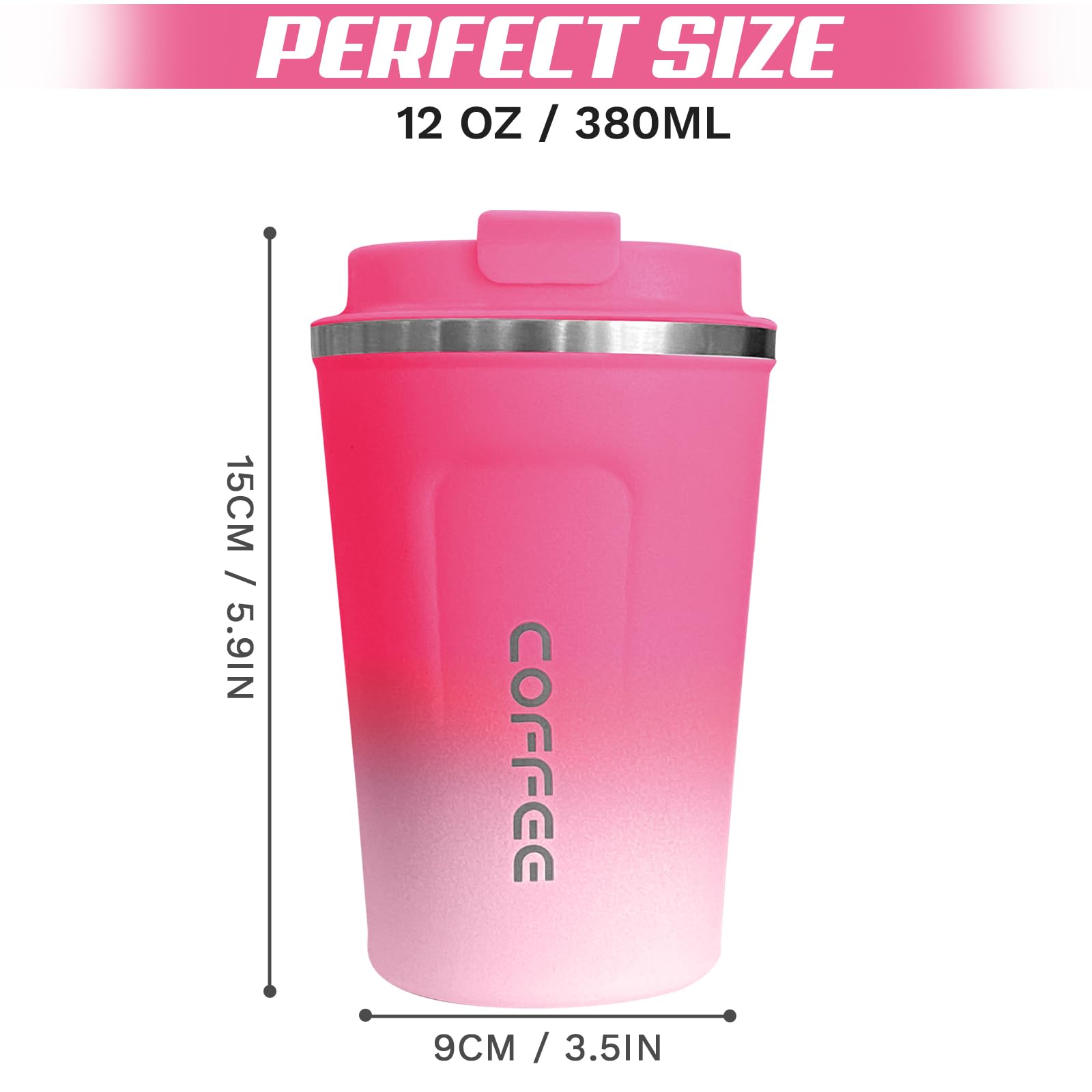 Taza SPLMIFA de 12 oz con diseño compacto para portavasos.