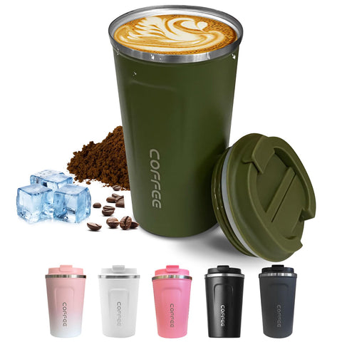 SPLMIFA taza de viaje en acero inoxidable, foco viaje, mantiene bebidas calientes para viajes.